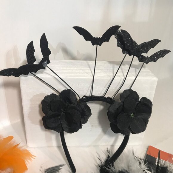 Halloween Pumpkin and Bat Headbands Feather Boas 60" Pumpkin Paper Decorations - Picture 7 of 11